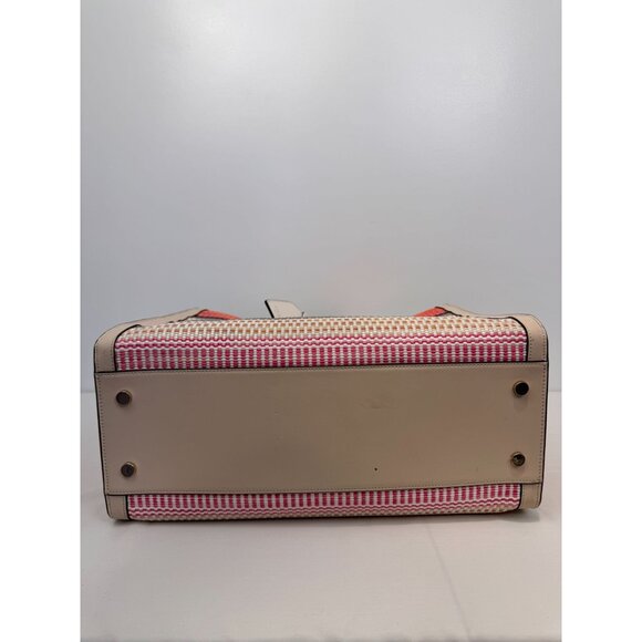NWOT Kate Spade New York Market Stripe Tote Bag Woven Canvas & Leather Handles B - Picture 6 of 11
